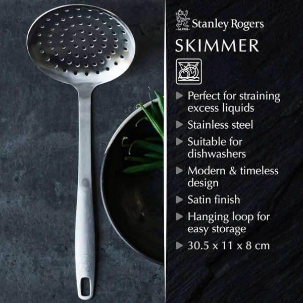 Stainless Steel Skimmer 36cm, Shapely Design, Stainless Steel, Satin-Finished Surface (Colour: Silver), Dishwasher safe - Image 2